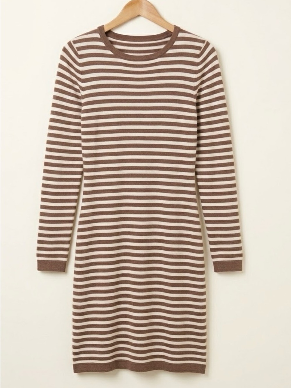 Amazon Striped Mini Dress in Brown and Cream
